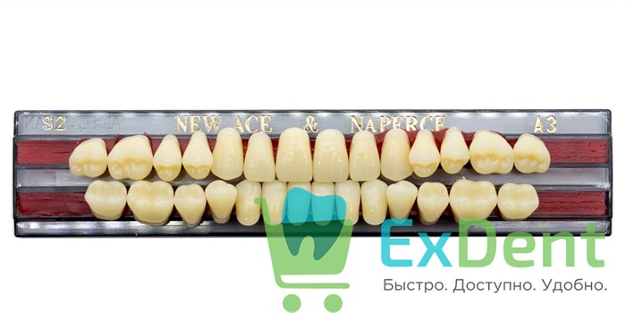 Гарнитур акриловых зубов A3, S2, Naperce и New Ace (28 шт) - фото 9486