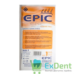 Перчатки Epic (7 - S / M) - хирургические стерильные латексные неопудренные (1 пара)