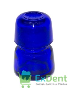 Емкость стеклянная для жидкостей с крышкой, круглая, синяя (10 мл)
