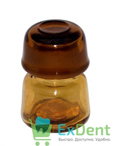 Емкость стеклянная для жидкостей с крышкой, круглая, коричневая (10 мл)