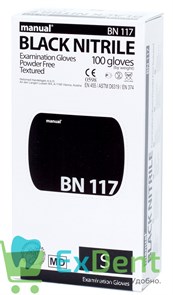 Перчатки Manual S нитриловые черные, неопудренные, гипоаллергенные (100 шт)