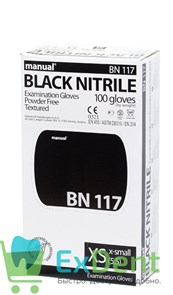Перчатки Manual XS нитриловые черные, неопудренные, гипоаллергенные (100 шт)