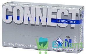 Перчатки Connect blue M, нитриловые, неопудренные, нестерильные, смотровые (100 шт)