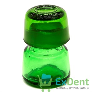 Емкость стеклянная для жидкостей с крышкой, круглая, зеленая (10 мл)