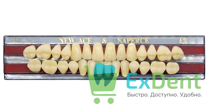 Гарнитур акриловых зубов A3, T2, Naperce и New Ace (28 шт) - фото 11330