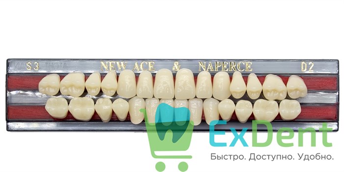 Гарнитур акриловых зубов D2, S3, Naperce и New Ace (28 шт) - фото 11340