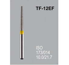 Боры алмазные Mani TF-12EF 173/016 FG - конусообразный, плоский кончик, желтый (5 шт) 20929 - фото 27849