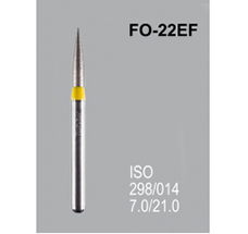 Боры алмазные Mani FO-22EF 298/016 FG - пламяобразный, стрельчатый кончик, желтый (5 шт) 20931 - фото 27852