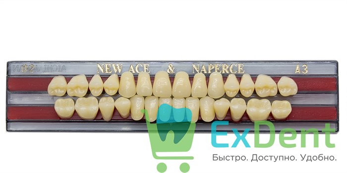 Гарнитур акриловых зубов A3, O2, Naperce и New Ace (28 шт) - фото 19963