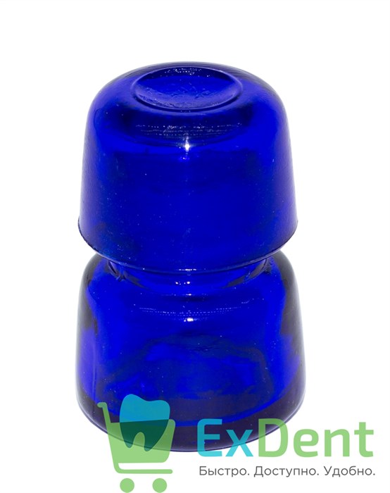Емкость стеклянная для жидкостей с крышкой, круглая, синяя (10 мл) - фото 21740
