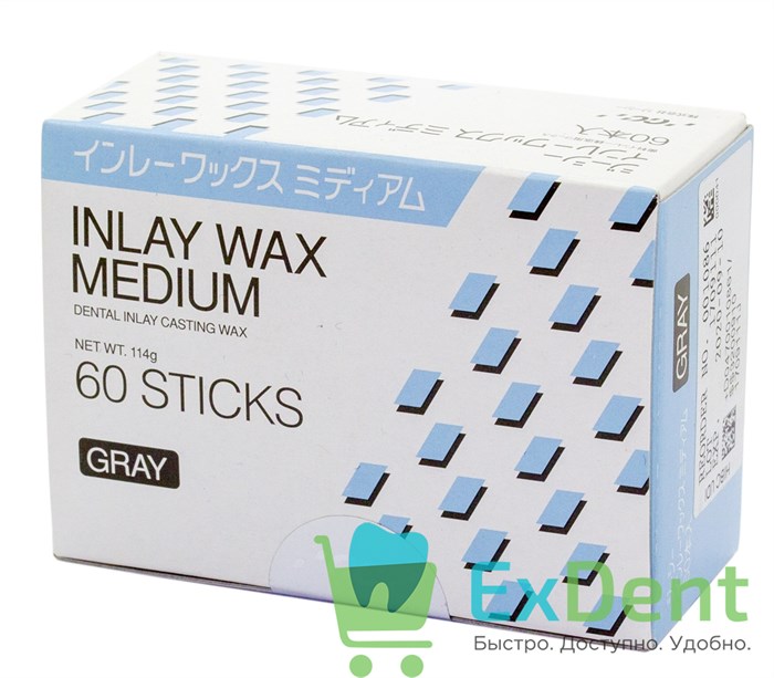 Inlay Wax Medium моделировочный воск средний, 60 палочек, серый - фото 32553