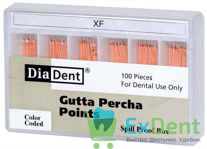 Гуттаперчевые штифты X-Fine DiaDent для пломбирования корневых каналов (100 шт) - фото 32644