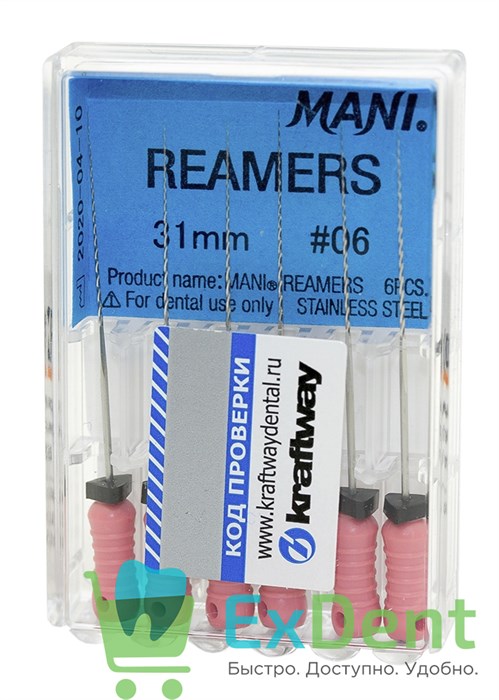Reamers №6, 31 мм, Mani, каналорасширитель (дрильбор) ручной (6 шт) - фото 33397