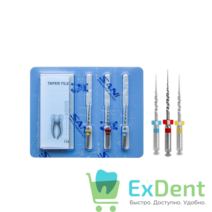 Sani (Сани) VT/30, VT/25, VT/20, 16/19/21мм,(D1-3) машинные файлы для перелечивания, блистер (3 шт) 21416 - фото 36537