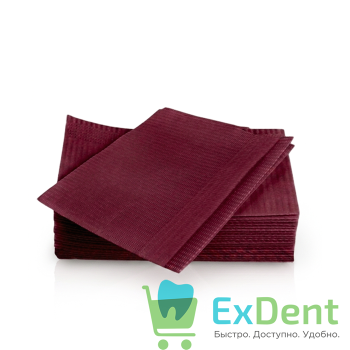 Салфетки для пациентов 2-х слойные бордовые, KRISTI ПРЕМИУМ ИНТЕНСИВ 33 х 45 см (500 шт) 12507 - фото 36714