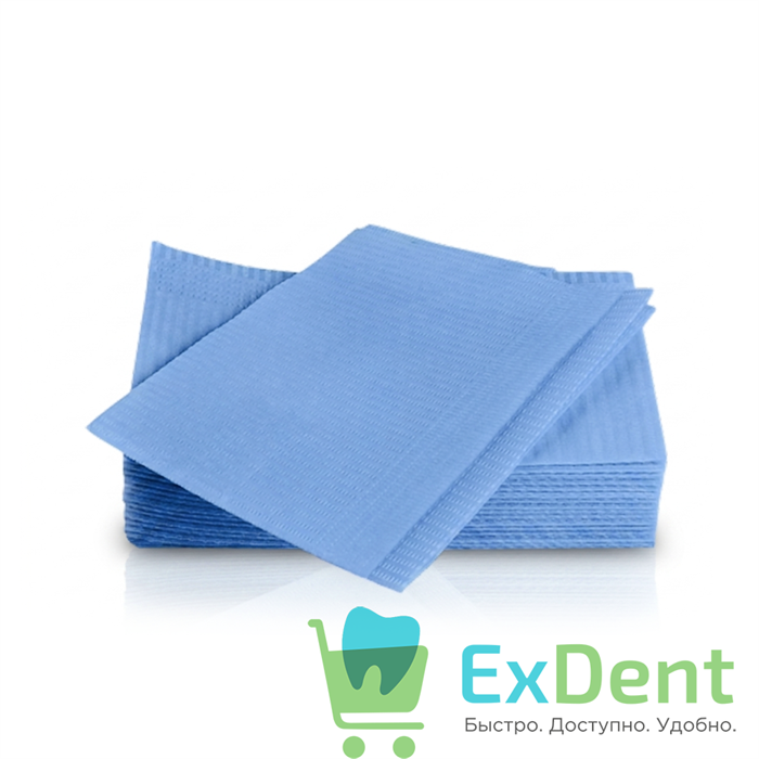 Салфетки для пациентов 2-х слойные синие, KRISTI ПРЕМИУМ ИНТЕНСИВ 33 х 45 см (500 шт) 13033 - фото 36716