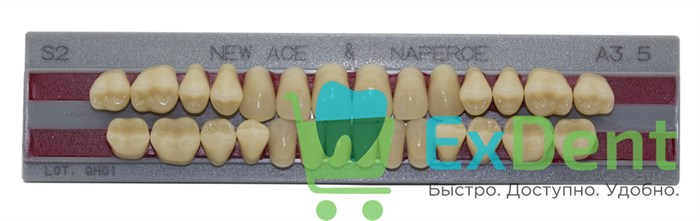 Гарнитур акриловых зубов A3,5, S2, Naperce и New Ace (28 шт) - фото 38457
