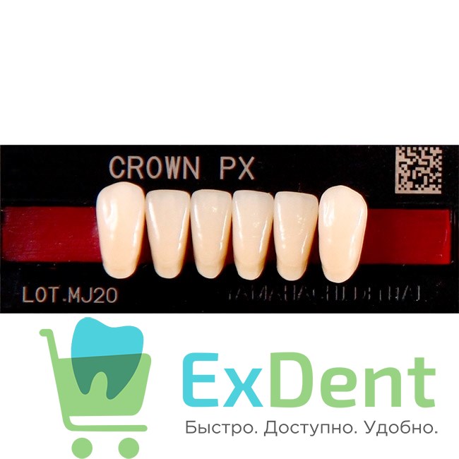 Гарнитур фронтальных зубов  Crown PX - нижние, цвет A3,5 фасон N42, композитные трехслойные (6шт) - фото 39954