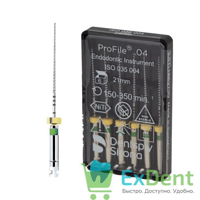 ProFile (ПроФайл) 04 №35, 21 мм, Dentsply, машинный каналорасширитель (6 шт) - фото 41129
