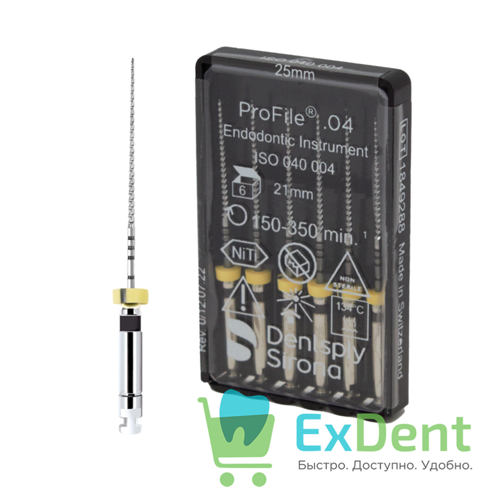 ProFile (ПроФайл) 04 №40, 21 мм, Dentsply, машинный каналорасширитель (6 шт) - фото 41130