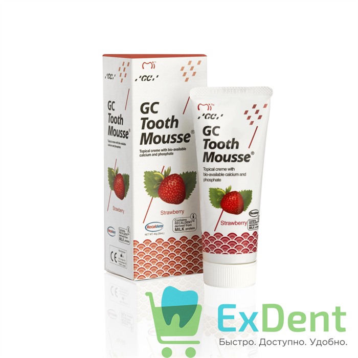 Tooth mousse (ТуссМусс) - мусс для реминерализации зубов, Клубника (40 г) - фото 41166