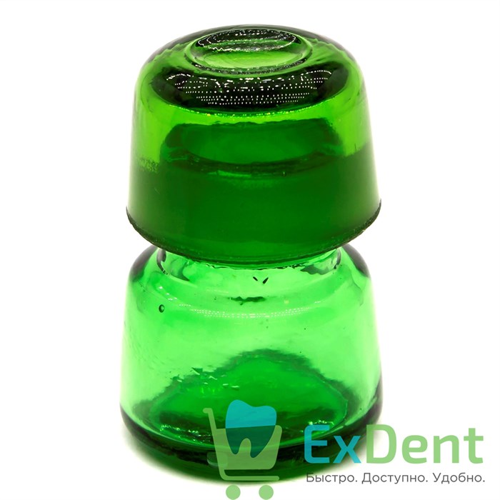 Емкость стеклянная для жидкостей с крышкой, круглая, зеленая (10 мл) - фото 8390