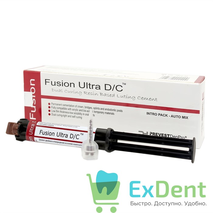 Fusion (Фьюжен) Ultra D/C - материал двойного отверждения для коронок и мостов (1 х 9 г + 10 шт) 16392 - фото 26463