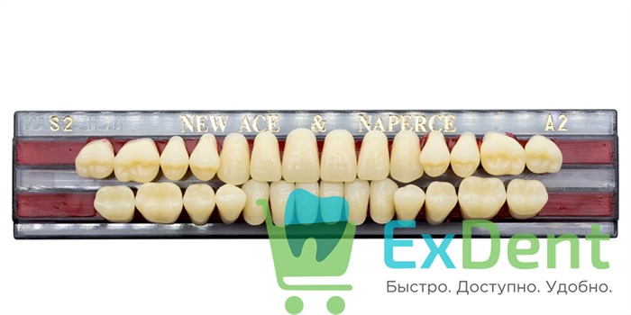 Гарнитур акриловых зубов A2, S2, Naperce и New Ace (28 шт) - фото 9492
