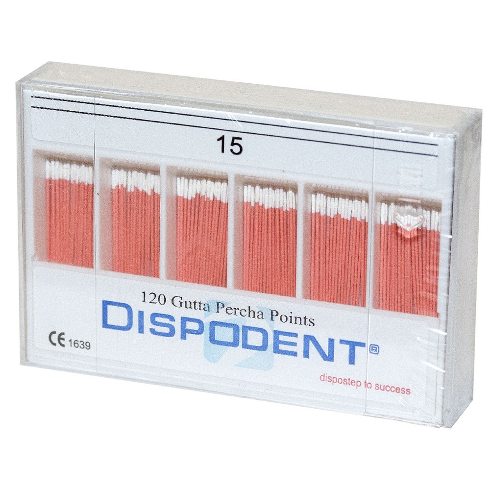 Гуттаперчевые штифты 02 №15 Dispodent - для пломбирования корневых каналов (120 шт)