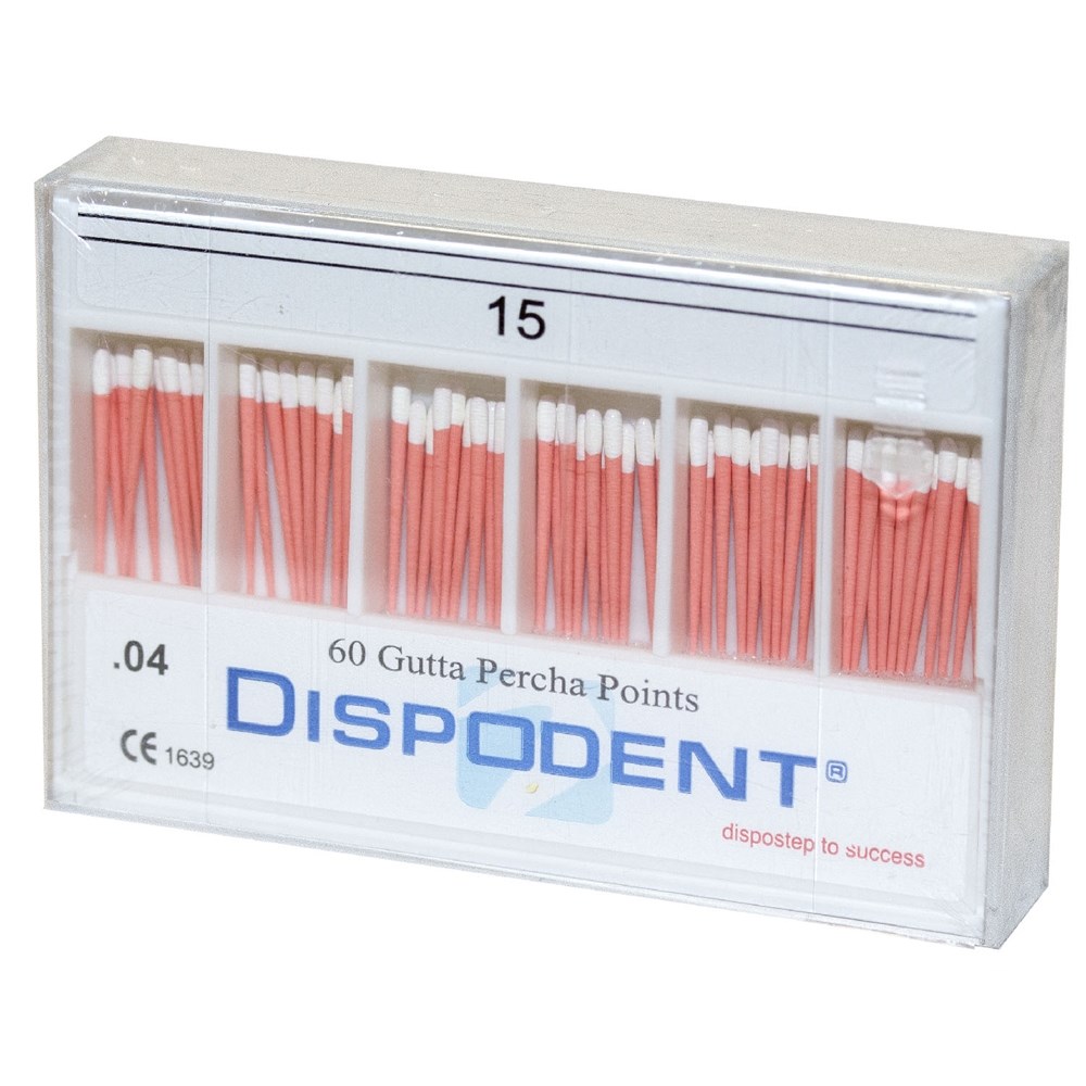 Гуттаперчевые штифты 04 №15 Dispodent - для пломбирования корневых каналов (60 шт)