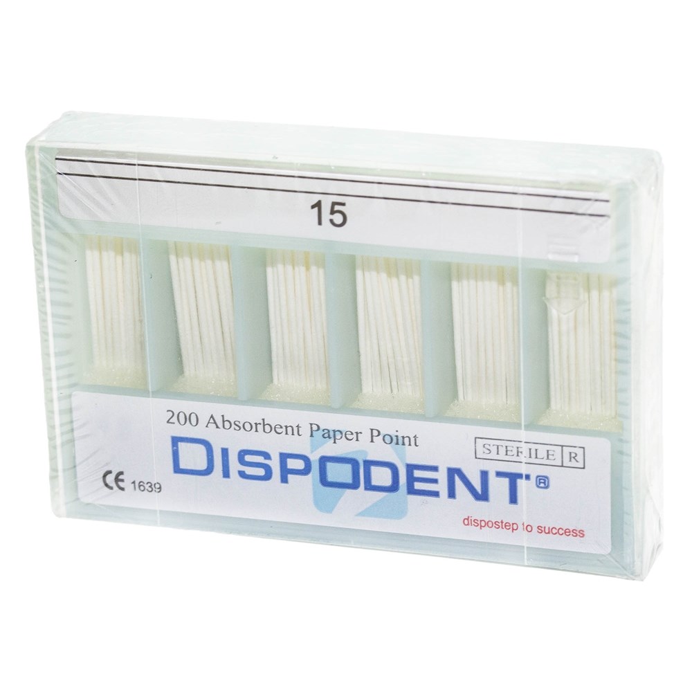 Бумажные штифты 02 №15 Dispodent - для удаления влаги в канале (200 шт)