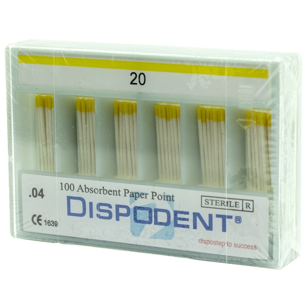 Бумажные штифты 04 №20 Dispodent для удаления влаги в канале (100 шт)
