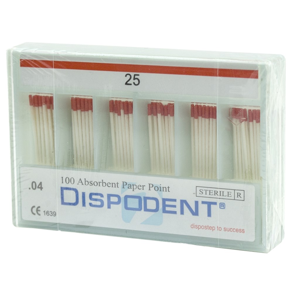 Бумажные штифты 04 №25 Dispodent для удаления влаги в канале (100 шт)