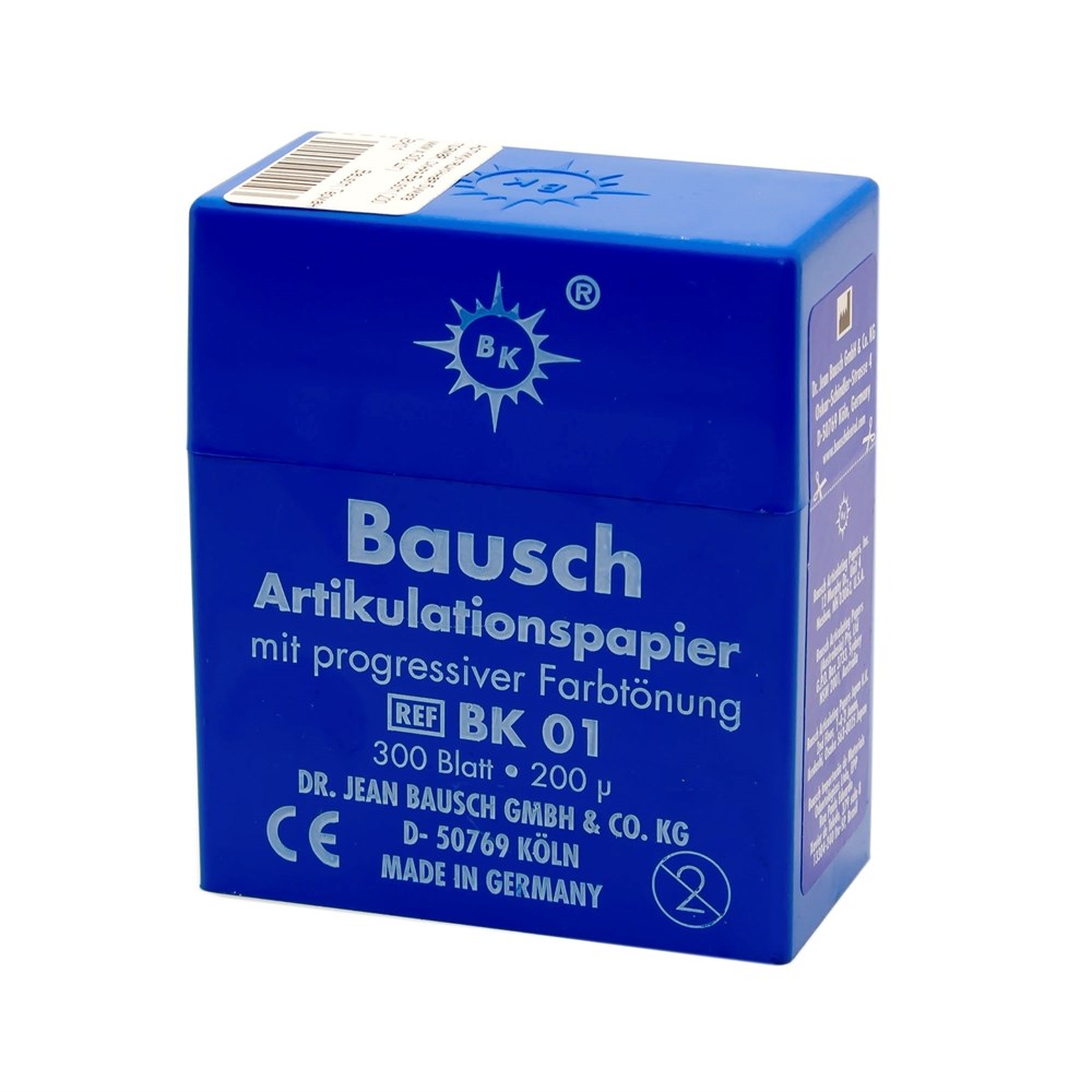 Артикуляционная бумага прямая BK01, синяя Bausch (200 мкм х 300 шт)