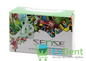 Маски медицинские голубые Sense, лицевые, защитные, трехслойные (100 шт) 12682