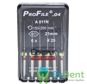 ProFile (ПроФайл) 04 №25, 21 мм, Dentsply, машинный каналорасширитель (6 шт)