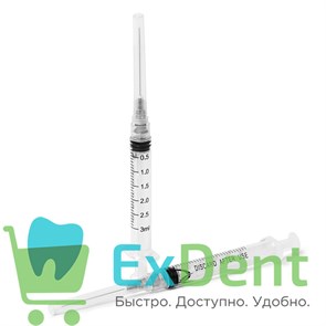 ЭНДОШПРИЦ - эндодонтический шприц для антисептической обработки каналов, стерильный, 3-х комп (3 мл) 18219