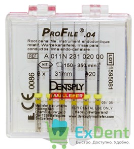 ProFile (ПроФайл) 04 №20, 31 мм, Dentsply, машинный каналорасширитель (6 шт)