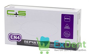 Перчатки Clean safe L, EN4 нитриловые, на пальцах текстурированные, неопудренные (100 шт) 12950