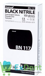 Перчатки Manual L нитриловые черные, неопудренные, гипоаллергенные (100 шт)