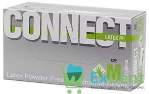 Перчатки Connect white M, латексные, неопудренные, нестерильные, смотровые (100 шт)