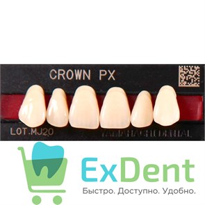 {{photo.Alt || photo.Description || 'Гарнитур фронтальных зубов  Crown PX - верхние, цвет A1 фасон S51S, композитные трехслойные (6шт)'}}
