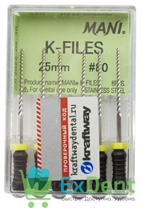 K-Files №80, 25 мм, Mani, ручной каналорасширитель (6 шт)