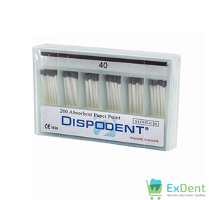 Бумажные штифты 02 №40 Dispodent - для удаления влаги в канале (200 шт)