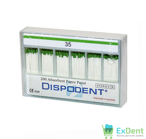 Бумажные штифты 02 №35 Dispodent - для удаления влаги в канале (200 шт)