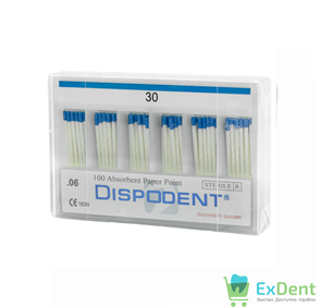 Гуттаперчевые штифты 06 №30 Dispodent для пломбирования корневых каналов (60 шт)