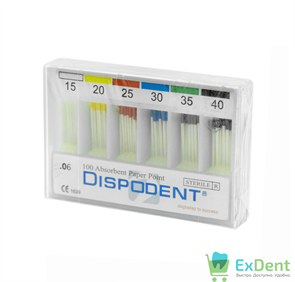 Бумажные штифты 06 №15-40 Dispodent для удаления влаги в канале (100 шт)