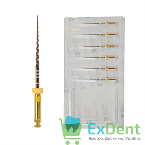 ProTaper (ПроТейпер) Gold машинный F1, 25 мм, Dentsply, для лечения сложных случаев (6 шт)