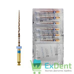 ProTaper (ПроТейпер) Gold машинный F3, 31 мм, Dentsply, для лечения сложных случаев (6 шт)