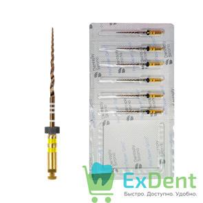 ProTaper (ПроТейпер) Gold машинный F5, 25 мм, Dentsply, для лечения сложных случаев (6 шт)